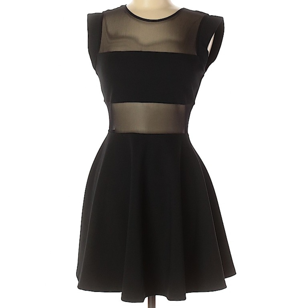 Topshop Color Block Solid Black Cocktail Dress S6